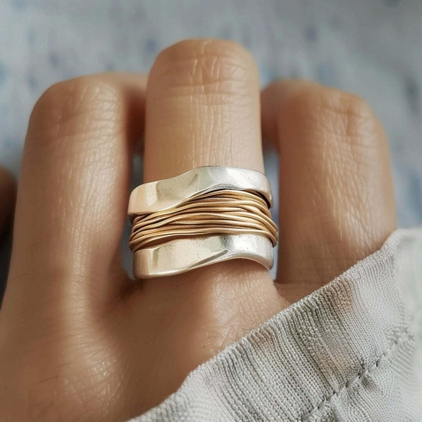 Bague Fils Dorés et Argentés