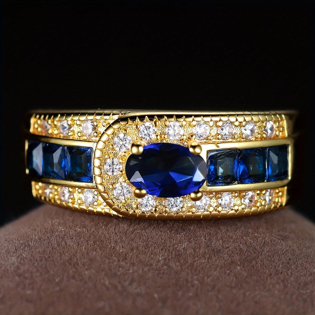 Bague Chevaliere Royale Doree Saphir