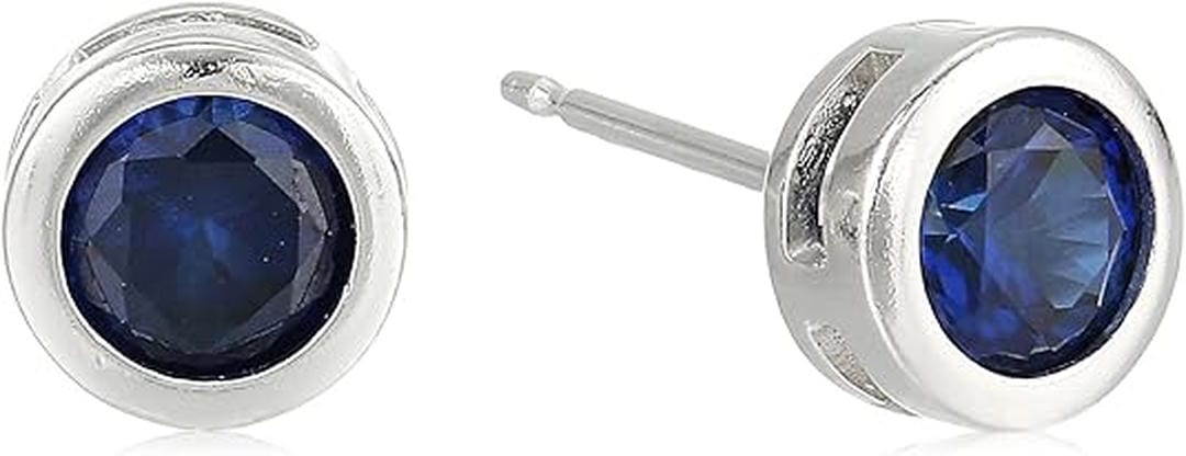 Clous d'oreilles saphir sertis clos