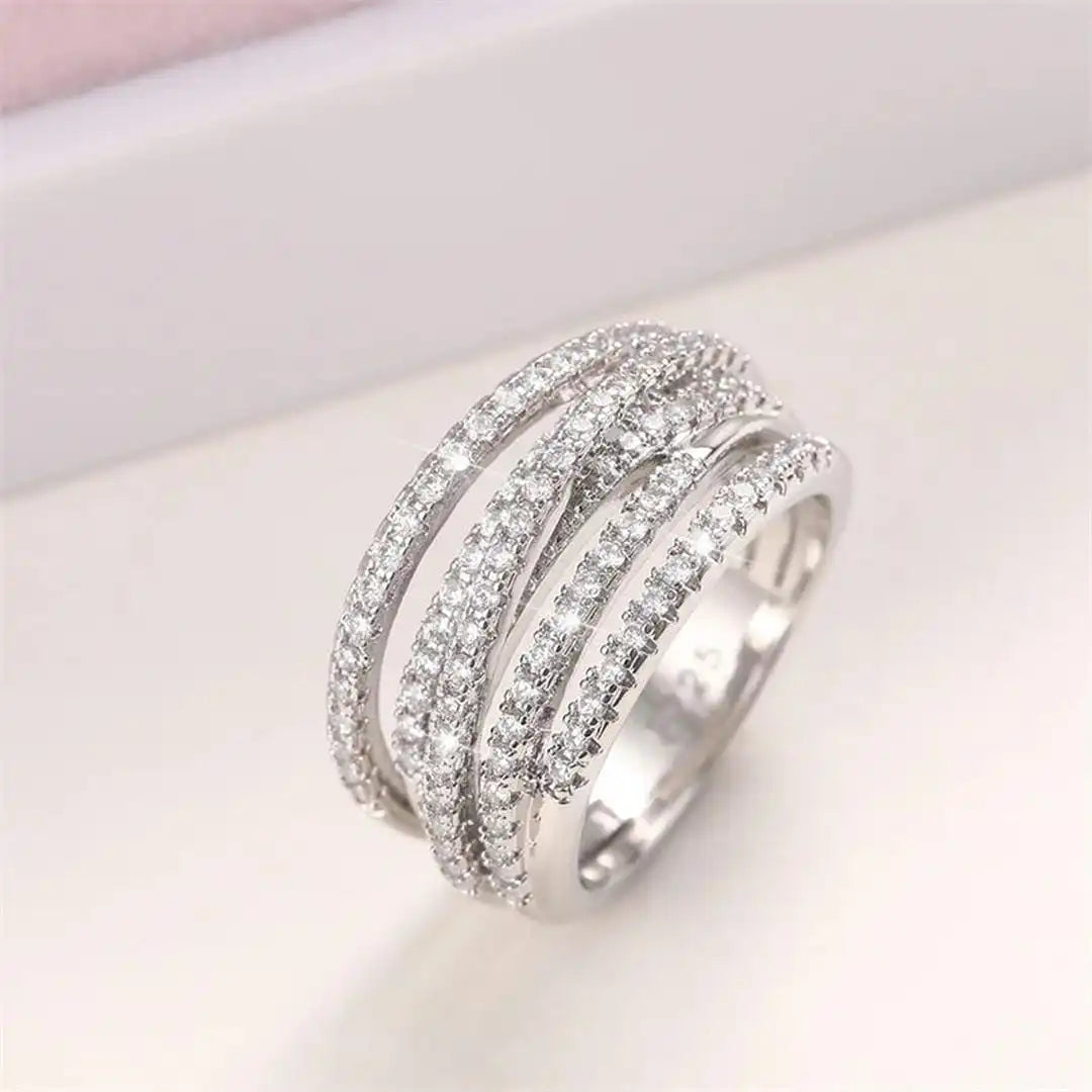Bague Croix Zircone Superposée