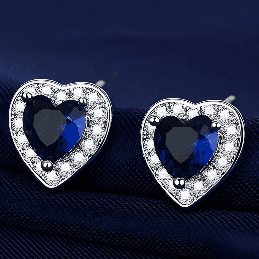 Clous d'oreilles Coeur Saphir