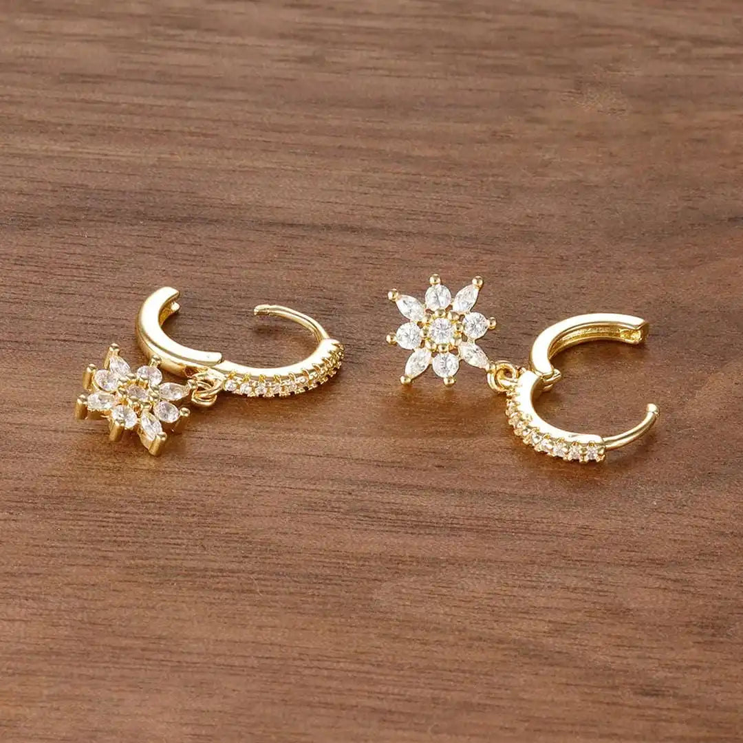 Boucles Pendantes Flocon de Neige Cristal Classique