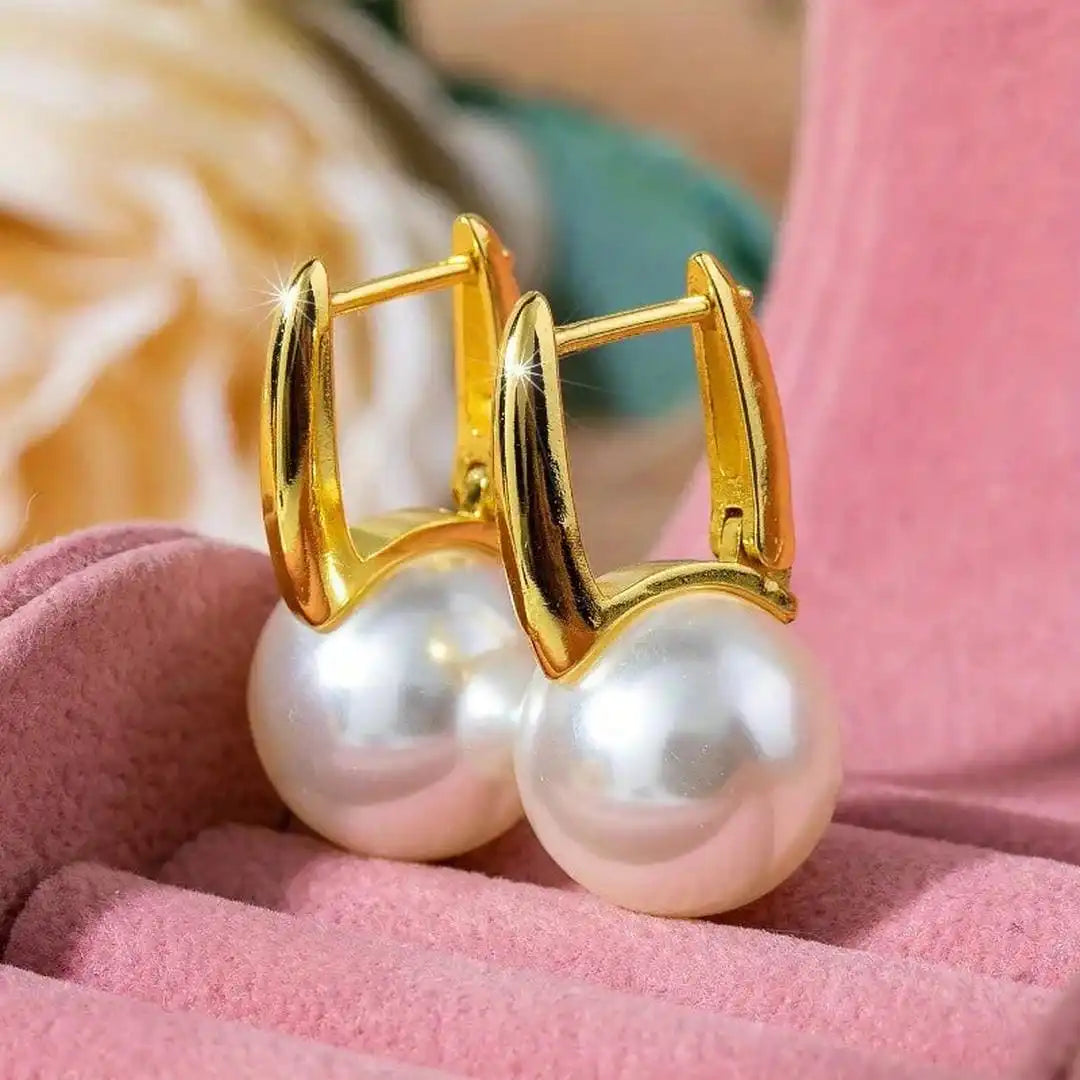 Boucles Perles Dorées Rétro