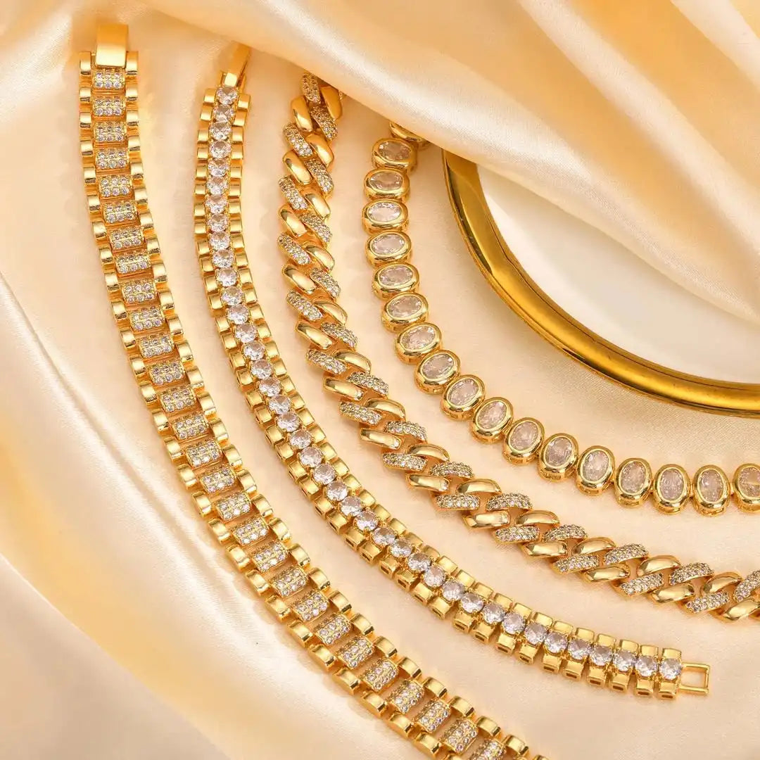 Ensemble Bracelets Zircone Ajustables Dorés