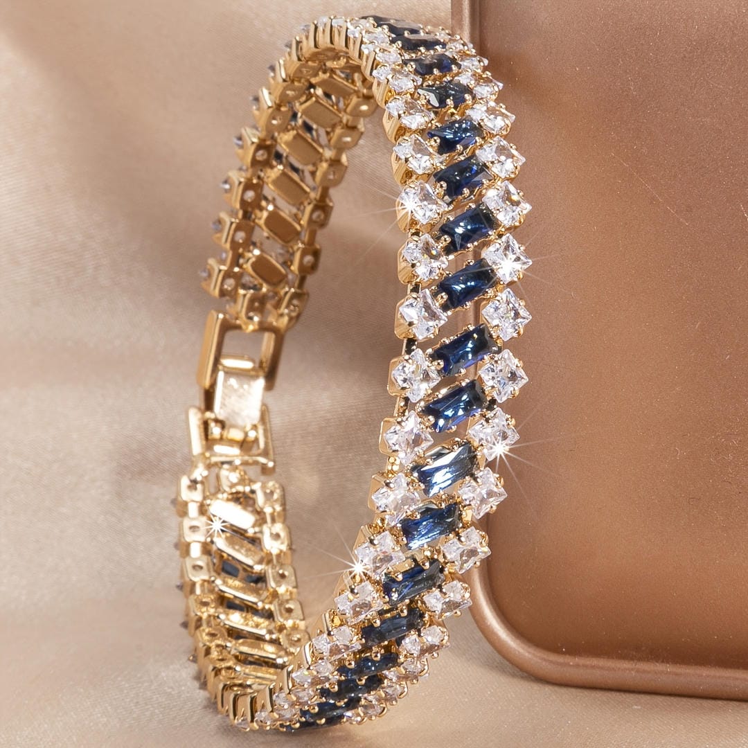 Bracelet Geometrique Pierres Saphir Carolina