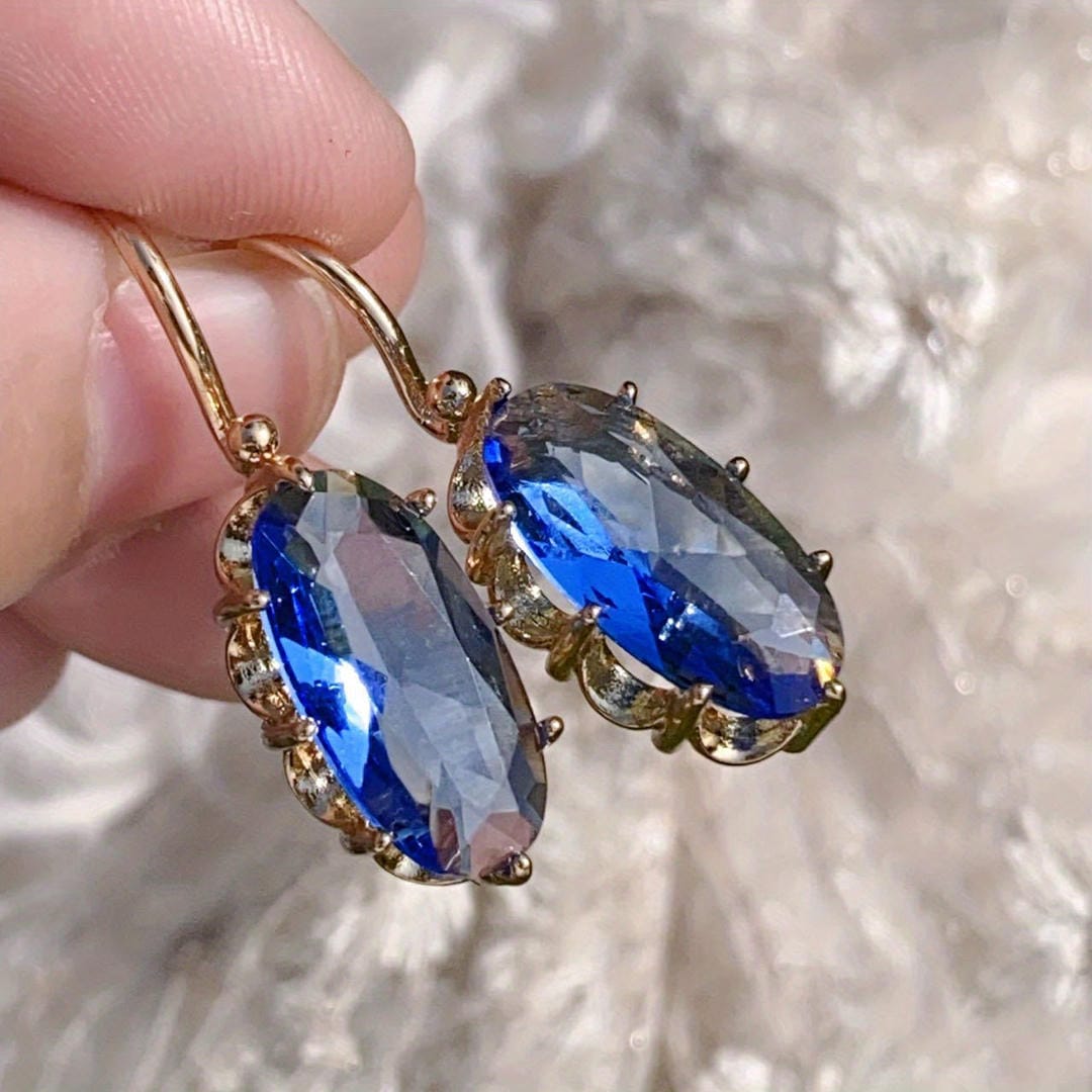 Boucles d'oreilles Fleur Doree et Bleue