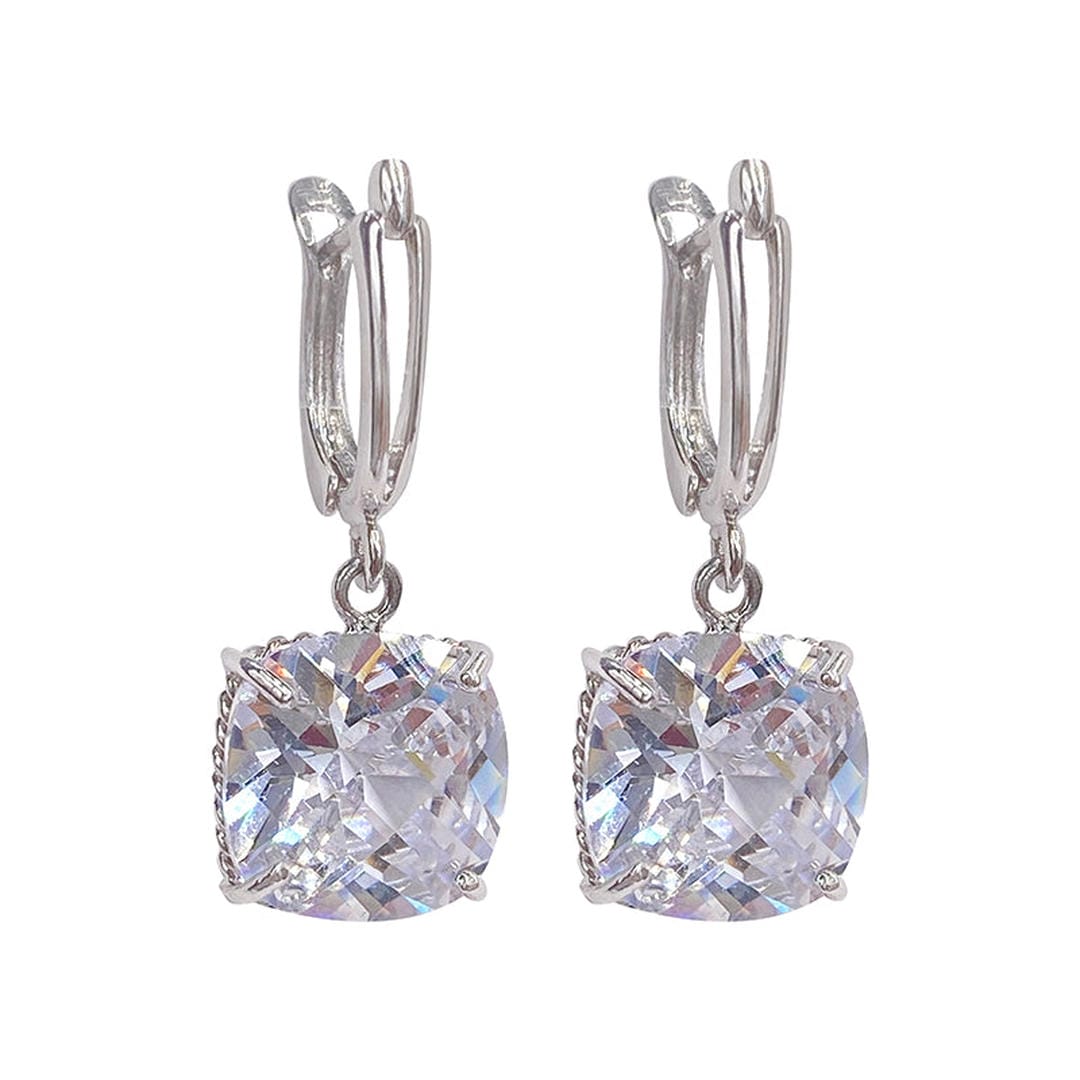 Boucles Pendantes Zircone Or Blanc
