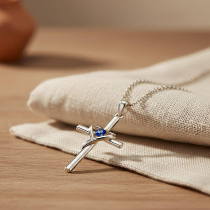 Collier Croix Saphir