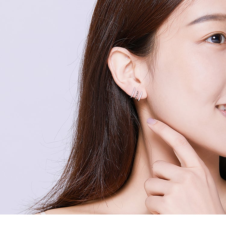 Boucles d'oreilles en argent à trois couches