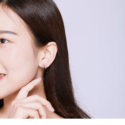 Boucles d'oreilles en argent à trois couches