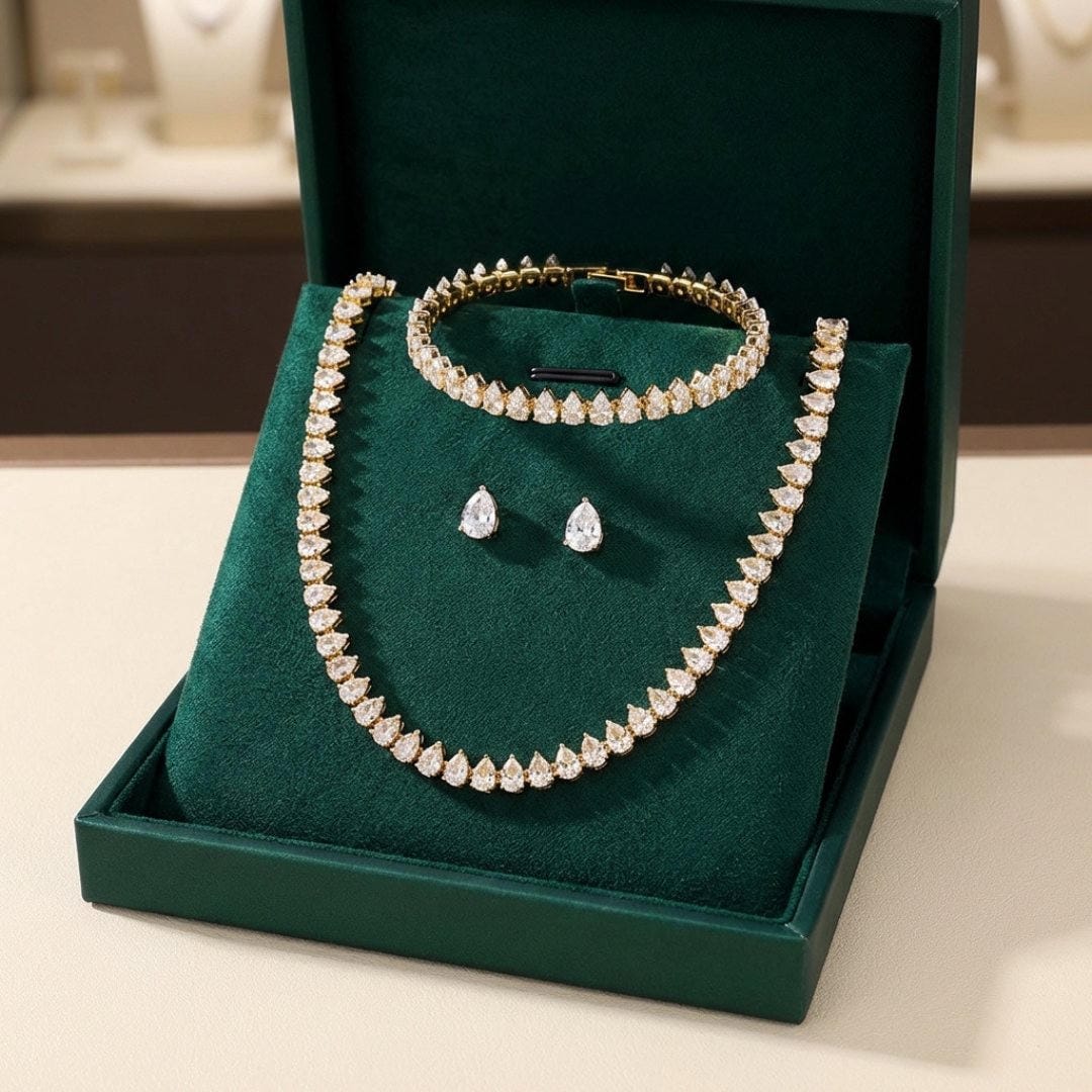 Parure de Mariée Zircone Ronde Transparente