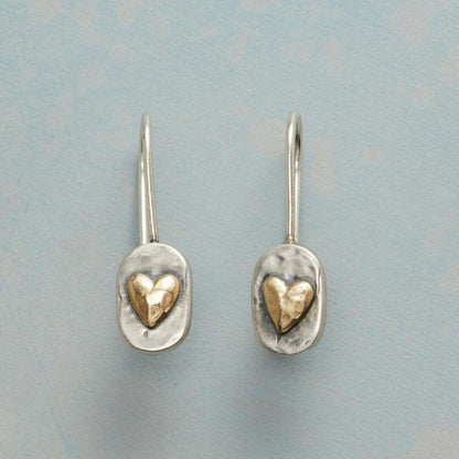 Boucles Pendantes Cœur Incrusté Doré Rétro