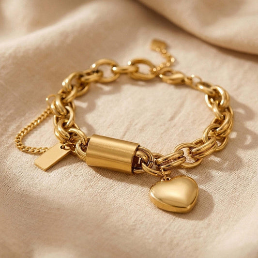 Bracelet Maillons Cœur Doré