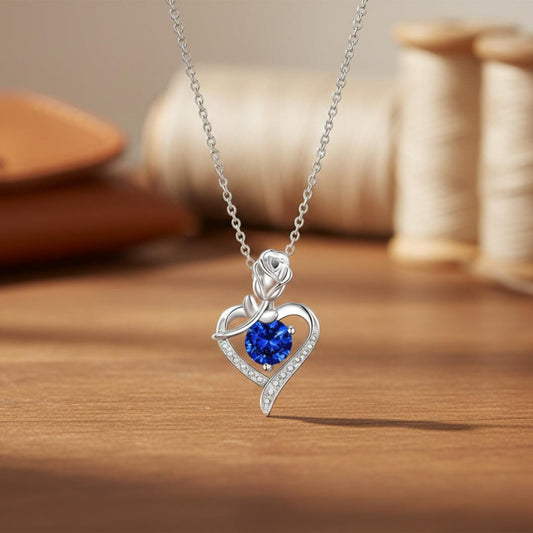 Collier Coeur Rose Saphir
