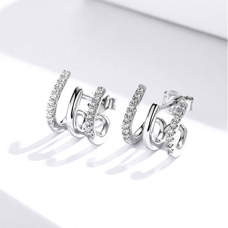 Boucles d'oreilles en argent à trois couches