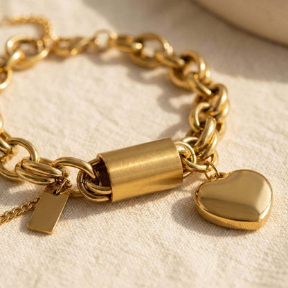 Bracelet Maillons Cœur Doré