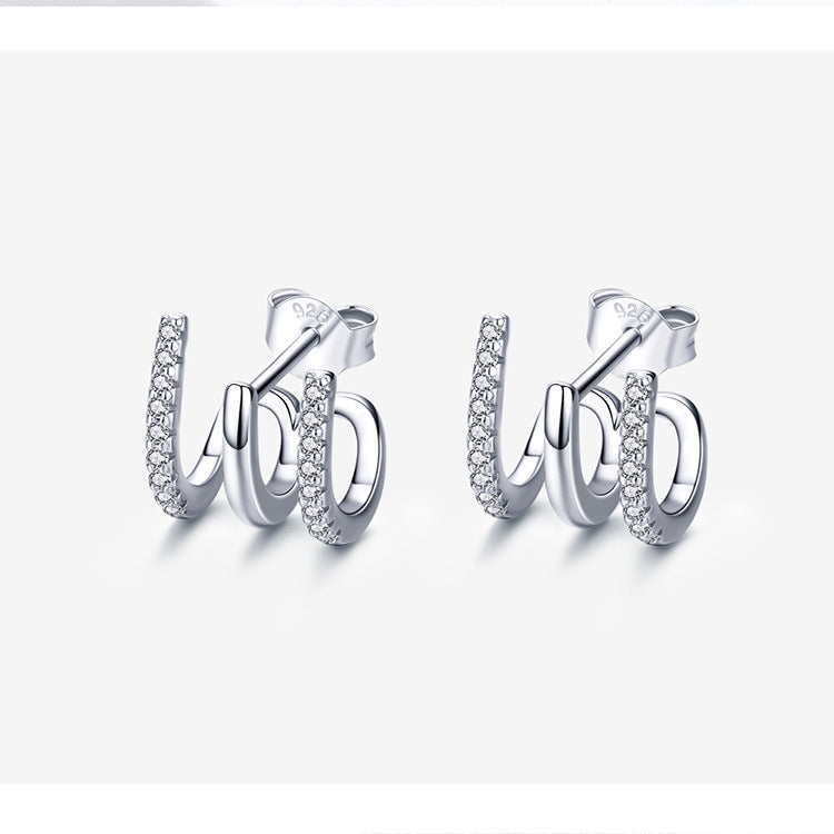 Boucles d'oreilles en argent à trois couches