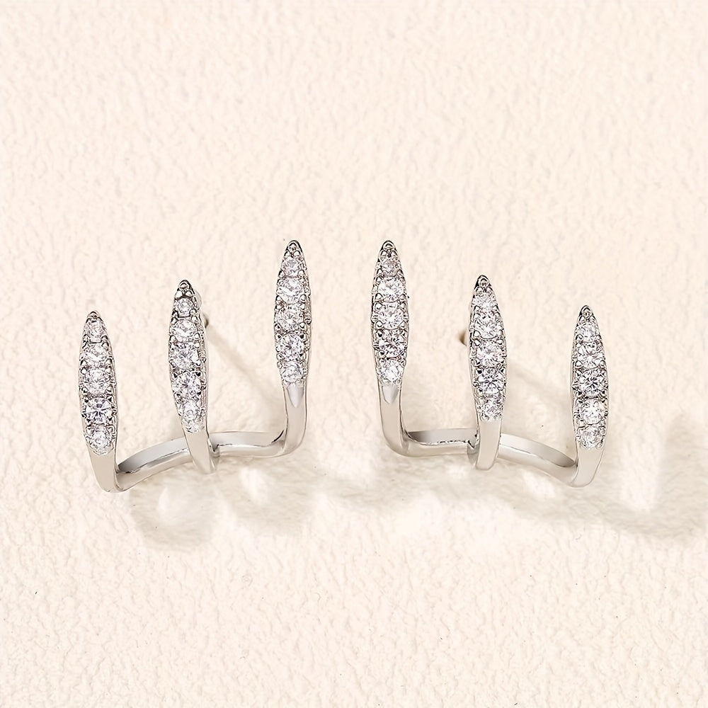 Boucles d'oreilles Élégance™ | Strass, trois griffes