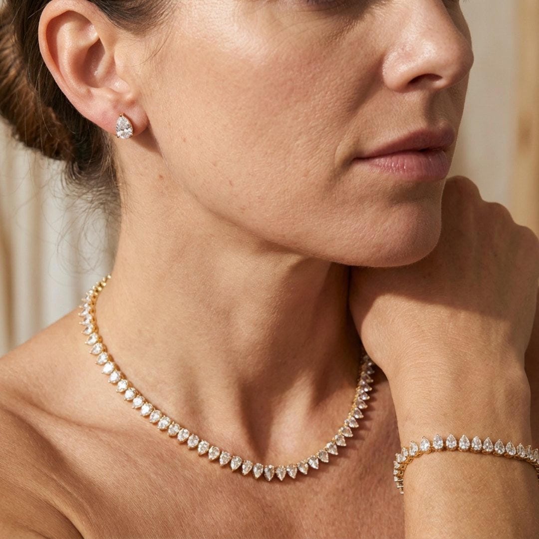 Parure de Mariée Zircone Ronde Transparente
