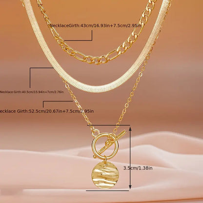 Collier Multi-couches Pièce de Monnaie Texturé Savira | Or