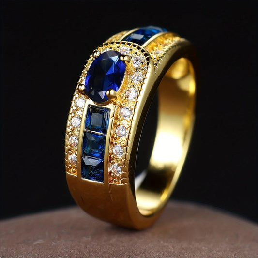 Bague Chevaliere Royale Doree Saphir