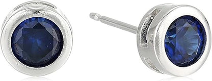 Clous d'oreilles saphir sertis clos