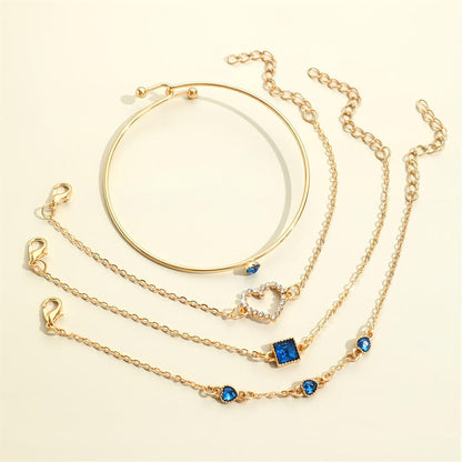 Parure de bracelets Coeurs Dores Saphir