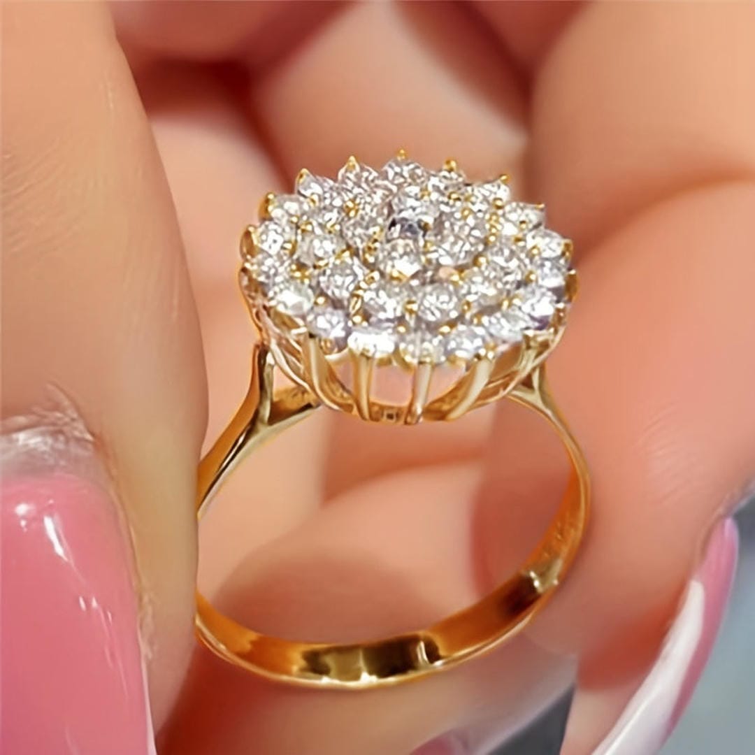 Bague Halo Grappes de Cristaux