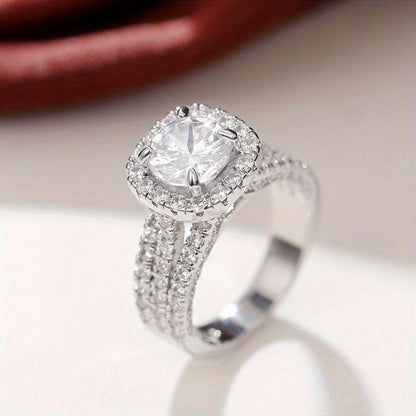 Bague Halo Coussin Pavée