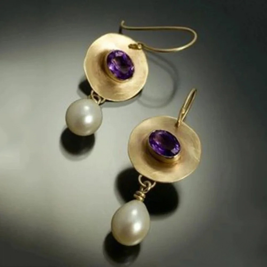 Boucles d'oreilles™ | Zirconium doré et violet
