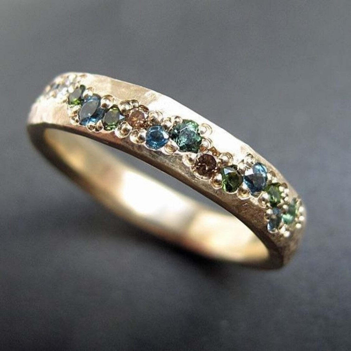 Bague Dorée Colorée Rétro