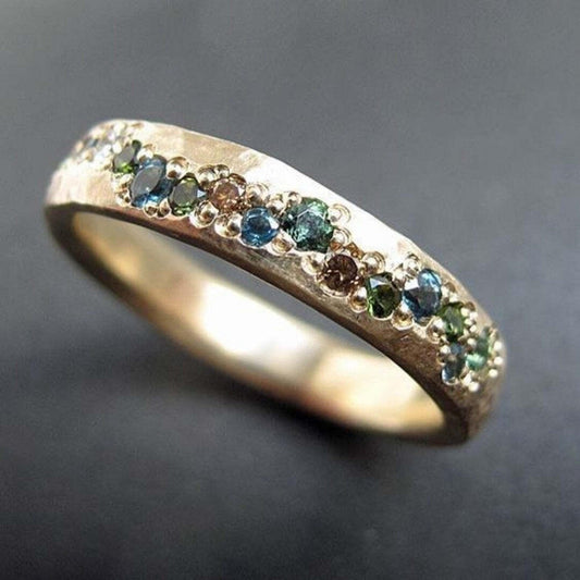 Bague Dorée Colorée Rétro