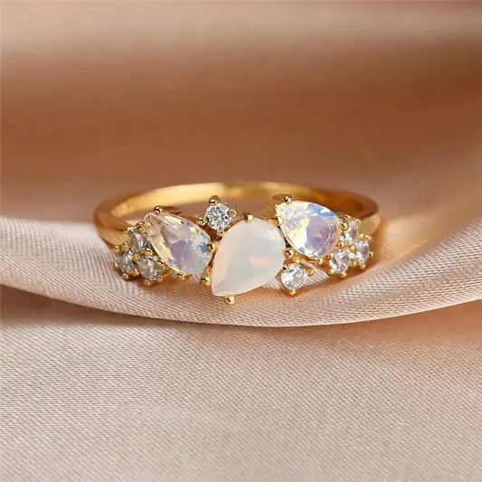 Bague Pierre de Lune Dorée Rétro