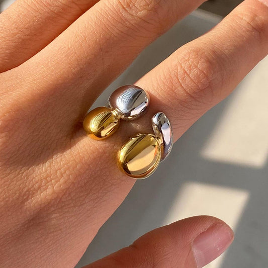 Bague Empilable Bicolore Or et Argent