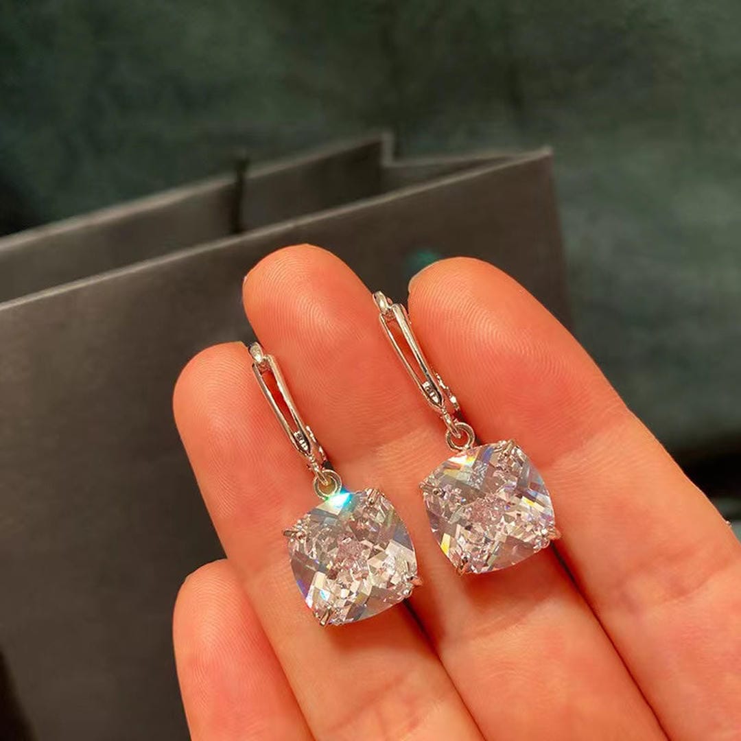 Boucles Pendantes Zircone Or Blanc