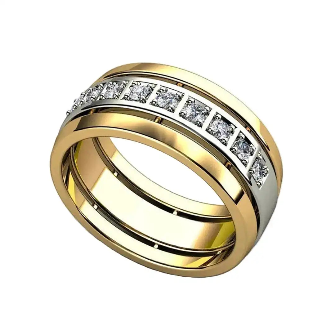 Bague Bicolore Dorée Zircone