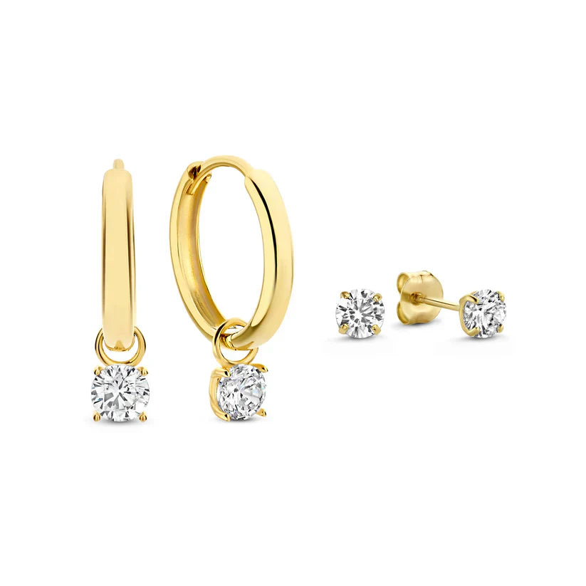 Set de Boucles d'oreilles avec Pierre Larmes de Lune | Or