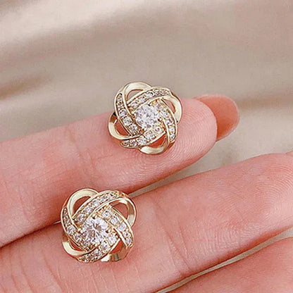 Boucles d'oreilles™ | Cristal floral doré, élégance raffinée