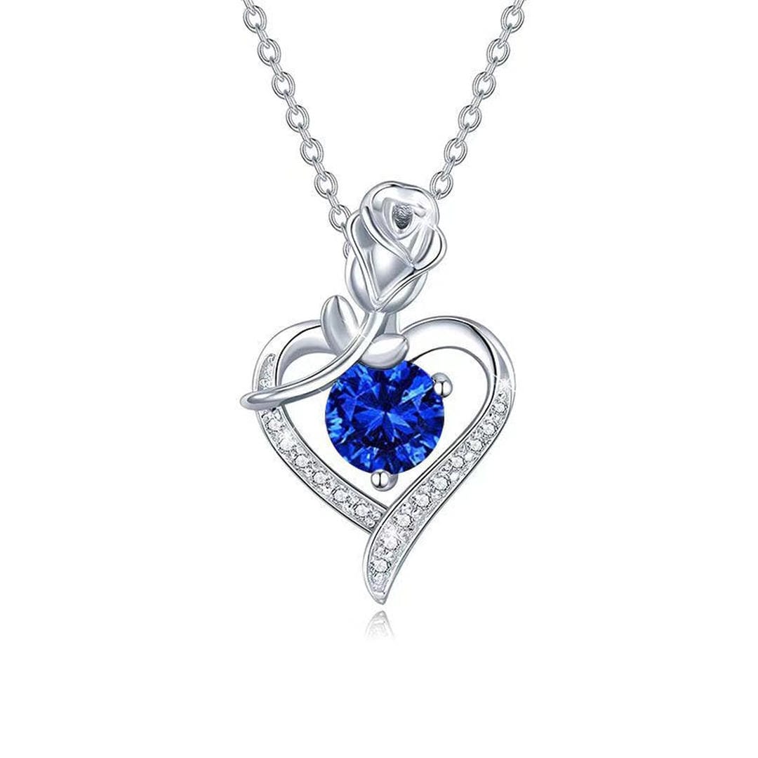 Collier Coeur Rose Saphir