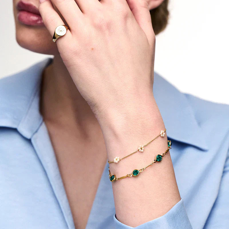 Bracelet Chaîne avec Maillons Émeraude | Or