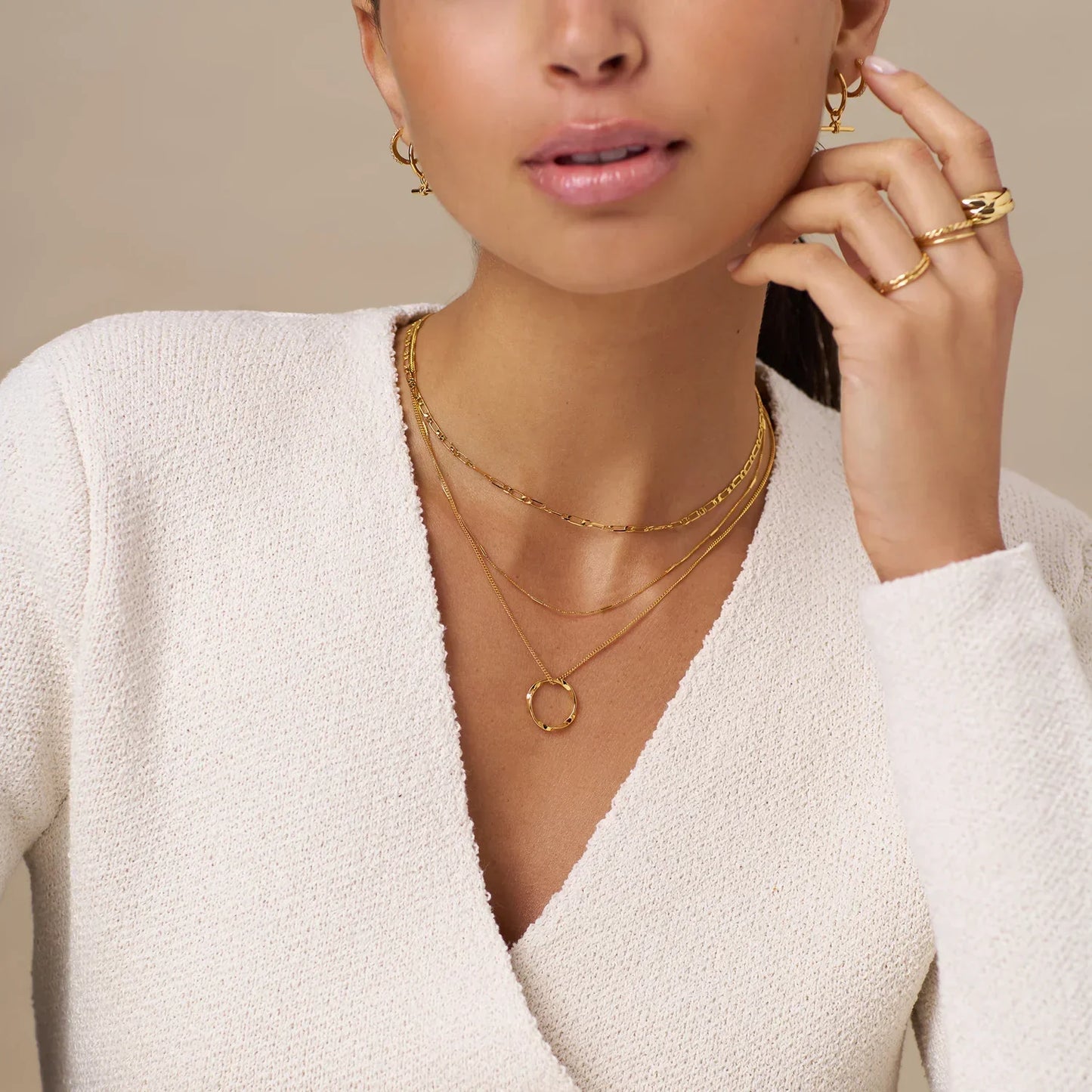 Collier Cercle Ouvert Triple Rang | Or
