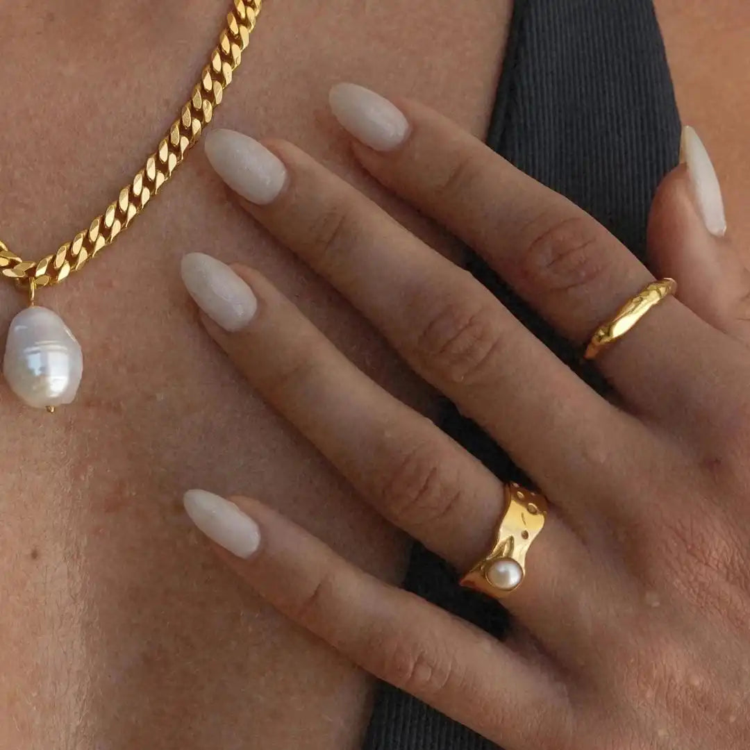 Bague Perle Dorée Rétro