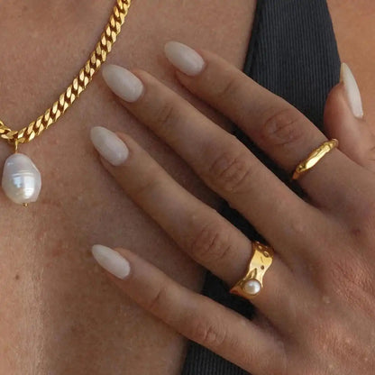 Bague Perle Dorée Rétro