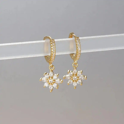 Boucles Pendantes Flocon de Neige Cristal Classique