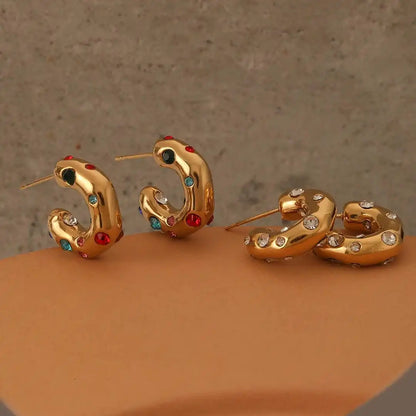 Anneaux Cercle Zircone Doré Scintillant
