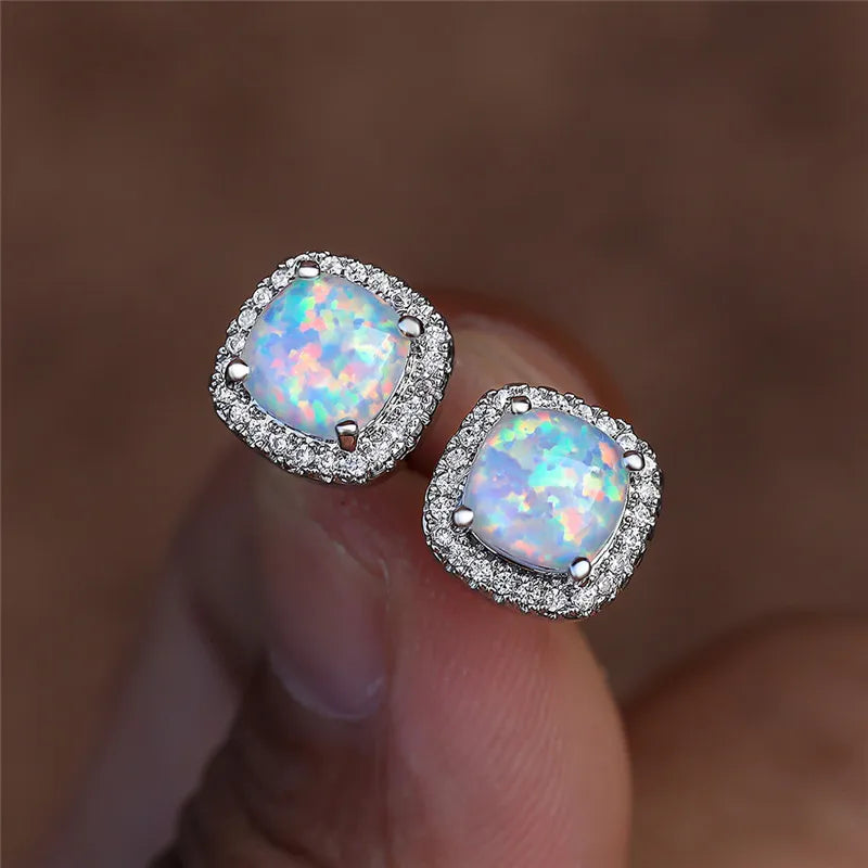 Opalescence™ | Boucles d'oreilles opale argentée
