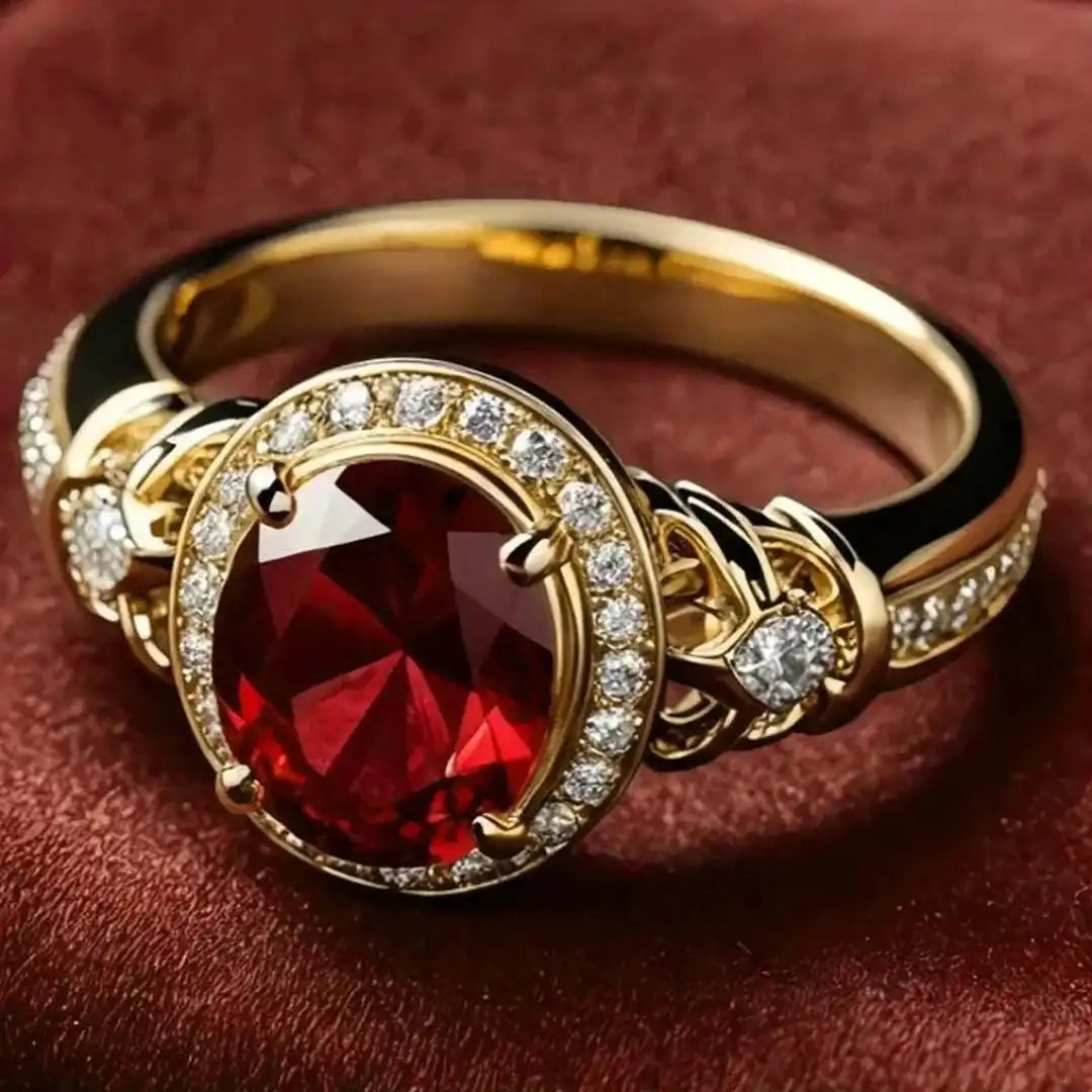 Bague Halo Rubis Nœud