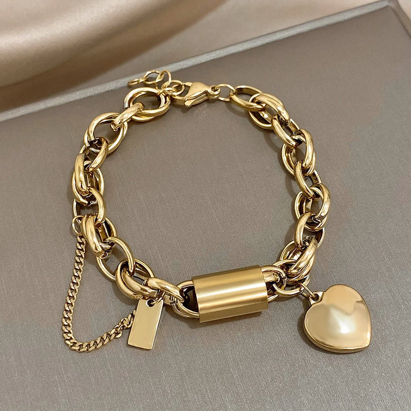 Bracelet Épais Heartened | Or