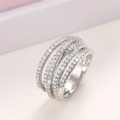 Bague Croix Zircone Superposée