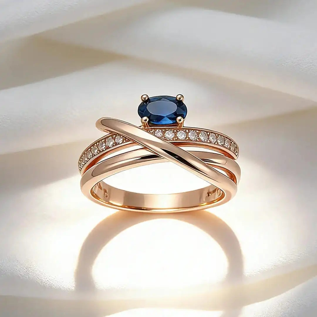 Bague Croix Or Rose Zircone Rétro